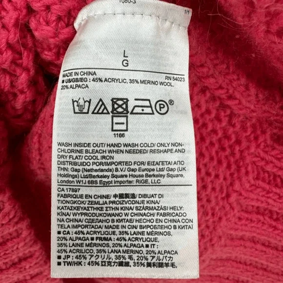 Banana Republic Womens L Wool Turtleneck Sweater Fisherman Pink Preppy Italian - Picture 3 of 8